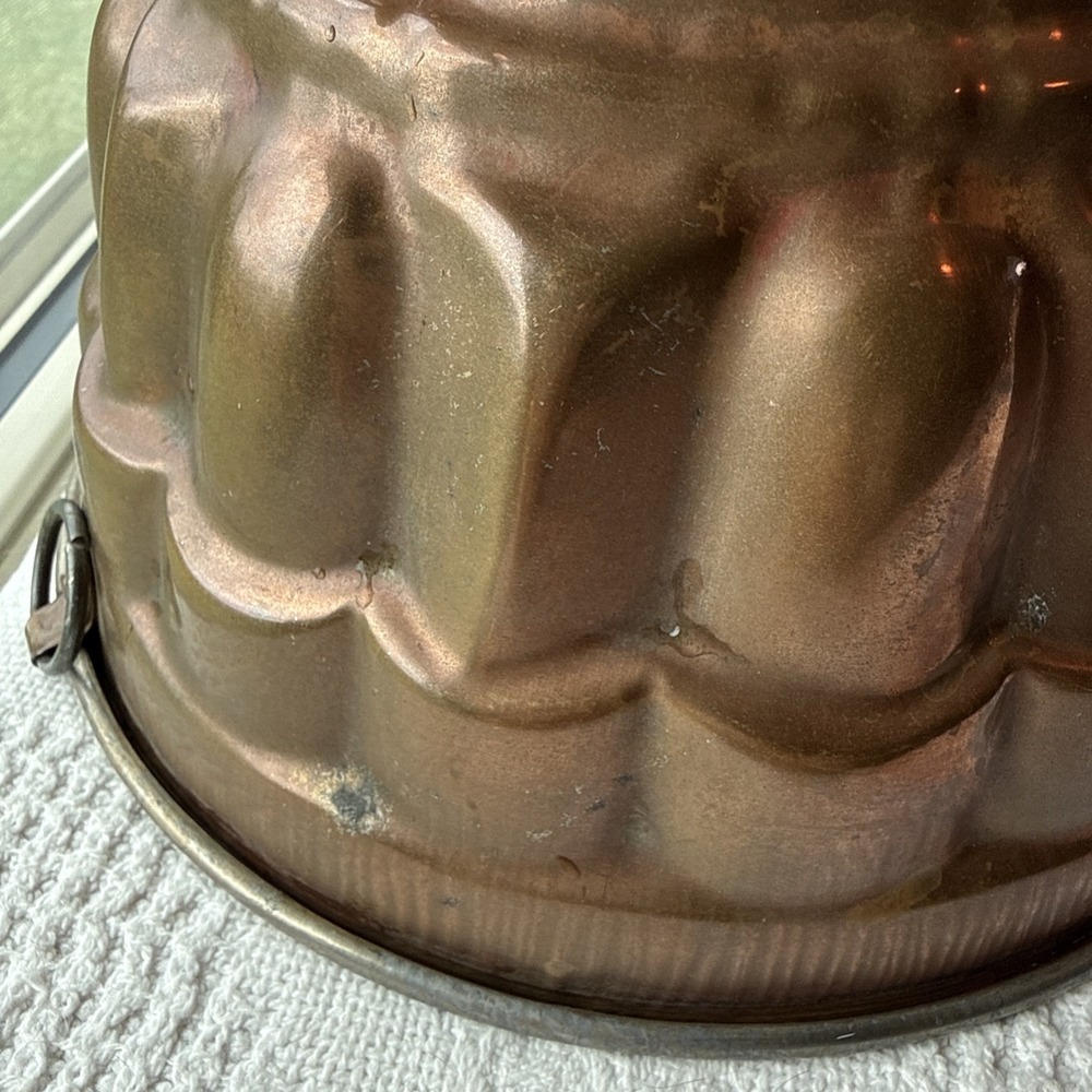 Antique Copper Pudding Jelly Mould Large Tin Lined Wall Decor - Picture 8 of 12